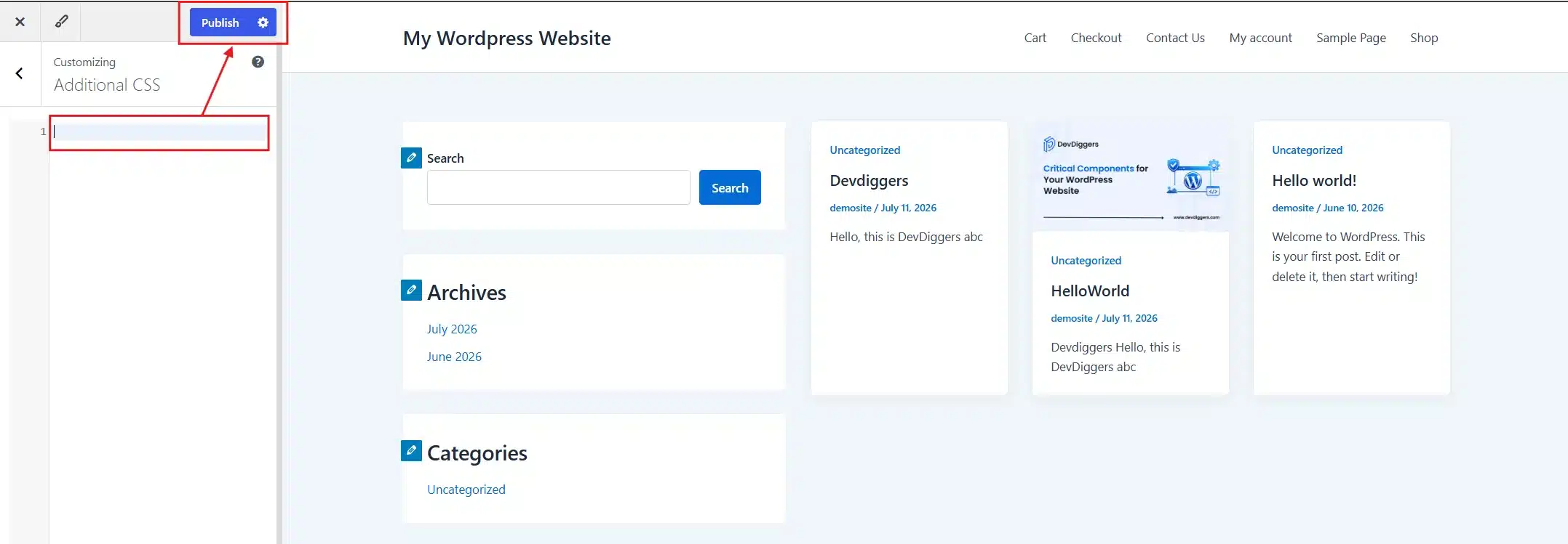 For the theme settings and plugin methods, simply uncheck the box you enabled earlier and click Update. The image reappears immediately, since nothing was deleted.