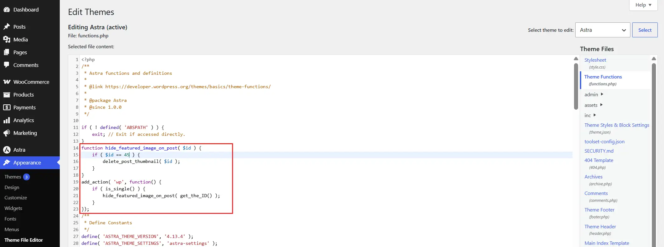 Replace 142 with the Post ID you found earlier in Method 3.