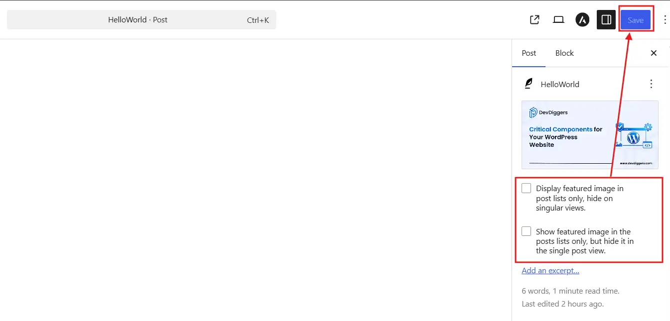 For the theme settings and plugin methods, simply uncheck the box you enabled earlier and click Update. The image reappears immediately, since nothing was deleted.