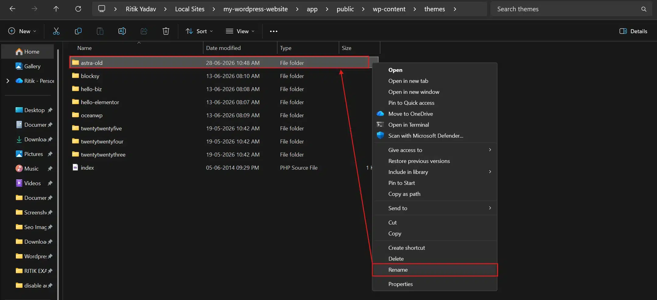 Find your current theme's folder and rename it. For example, change /mytheme to /mytheme-old.
