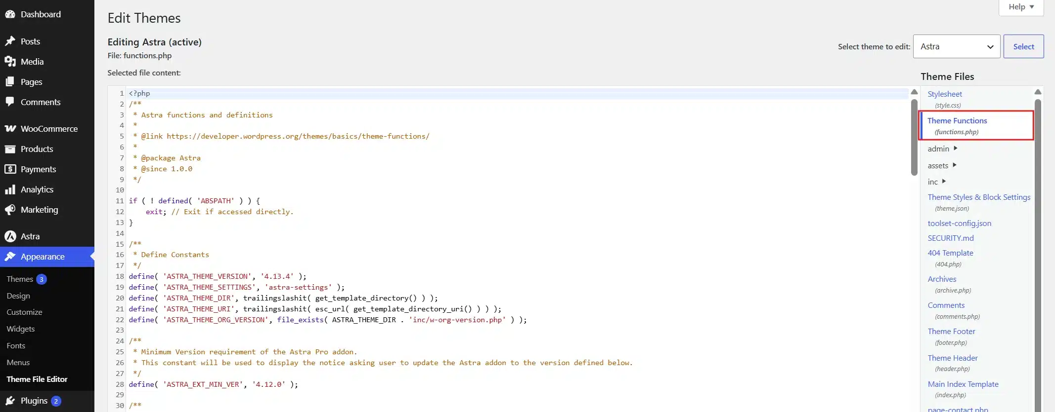 Open your child theme's functions.php file.