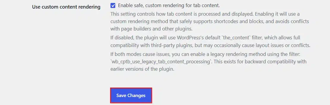 Click Save Changes.