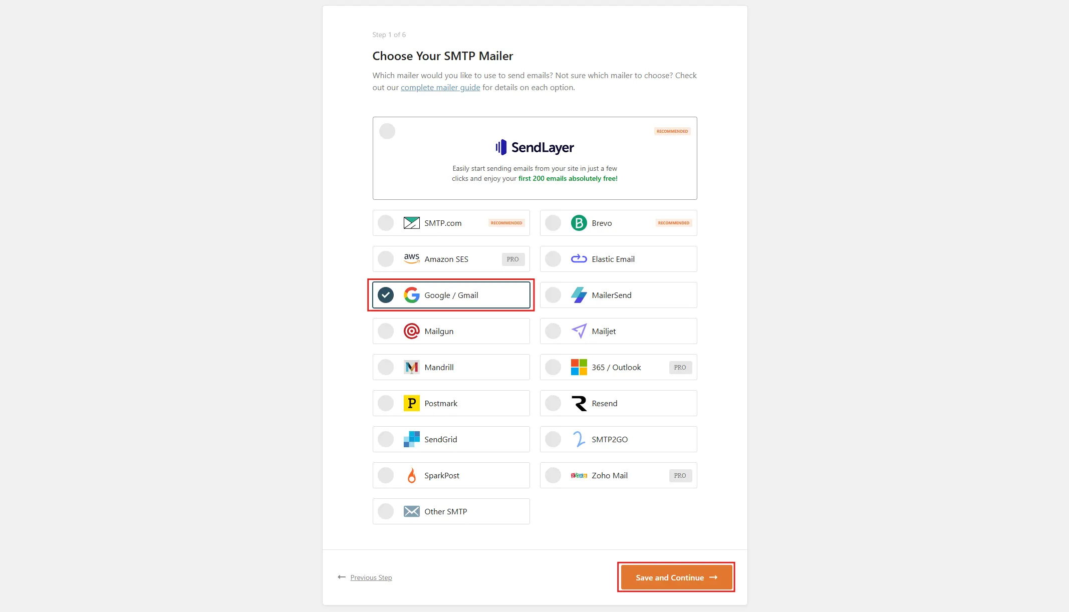 Connect it to a mail provider such as Gmail, Google Workspace, or a transactional email service like SendLayer.