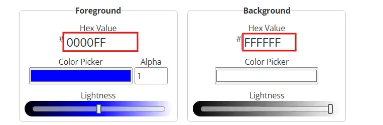 Enter your link color and background color hex codes into the two fields.