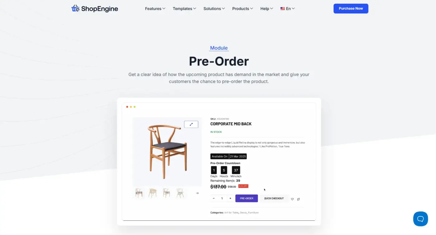 ShopEngine Pre-Order Module
