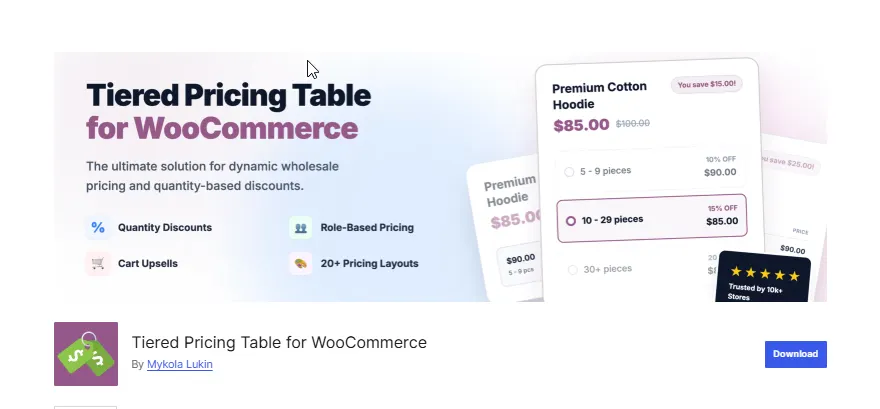 Tiered Pricing Table for WooCommerce