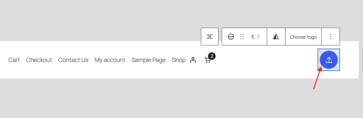 Click the upload icon inside the Site Logo block.