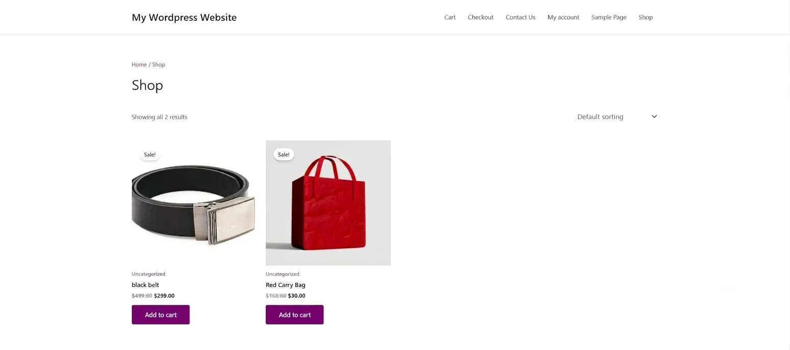 Now the Shop Page elements (eg., Add to Cart and price links) get changed to the colour you used in CSS.
