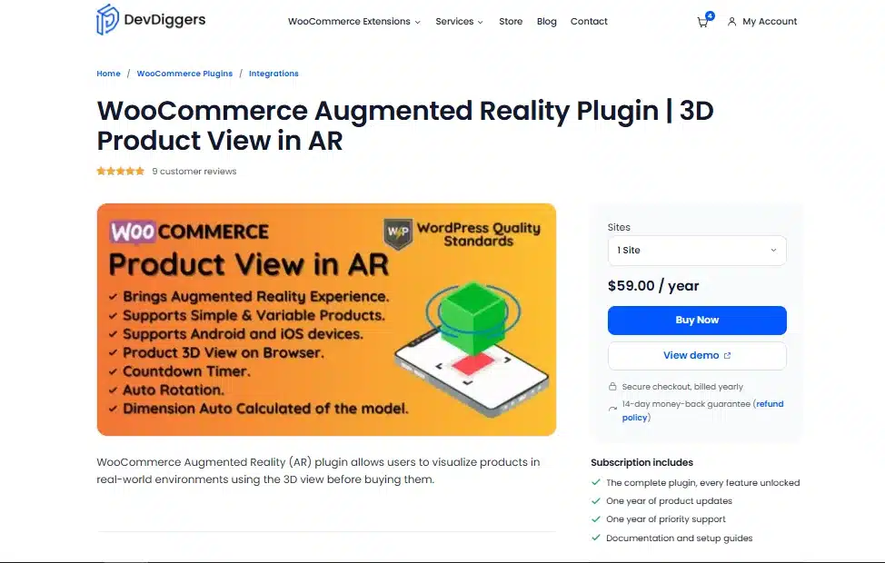 WooCommerce Product View in AR by DevDiggers (Best All-in-One)