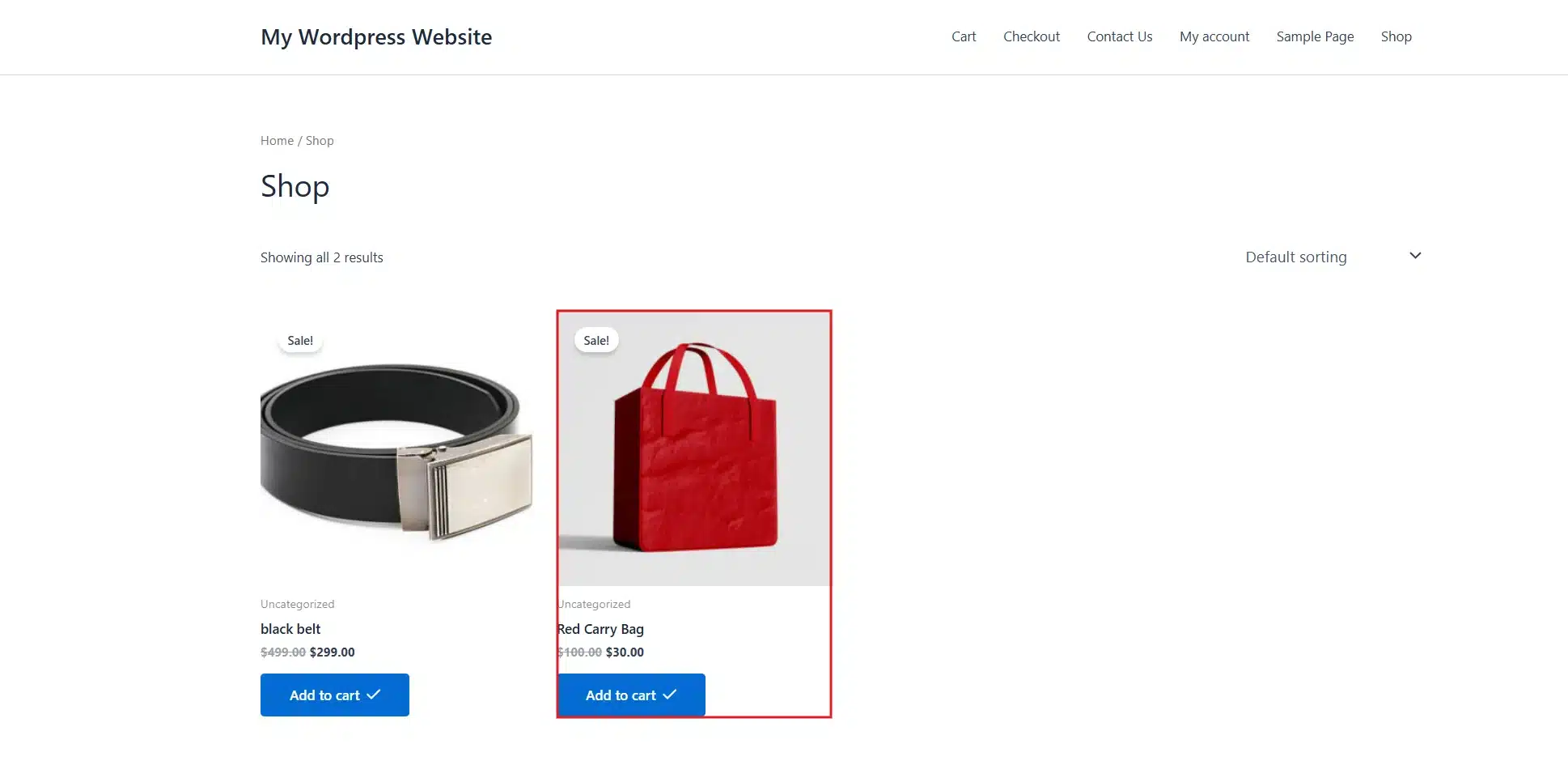 Add the affected product to the cart.