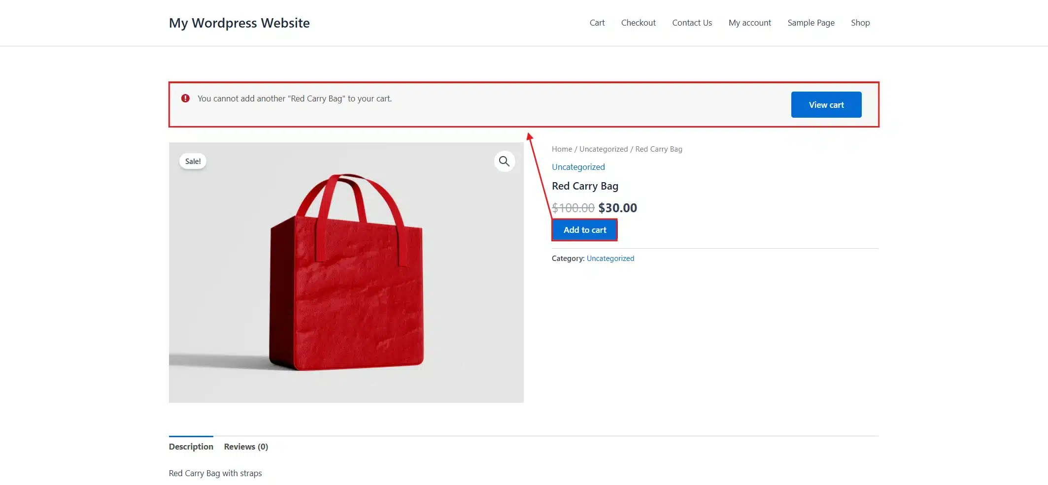 Open your store's front end, add the product to your cart, and visit the cart page to confirm.