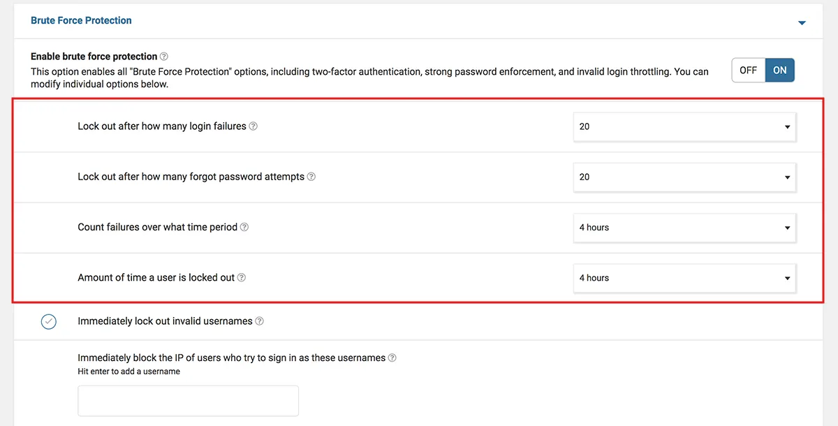 In your security plugin, limit failed login attempts (3-5) with a lockout period (30-60 minutes).