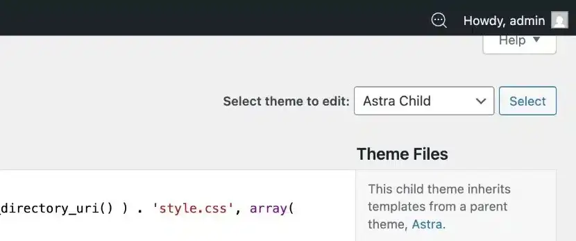 Confirm the dropdown in the top right shows your child theme, not the parent theme.
