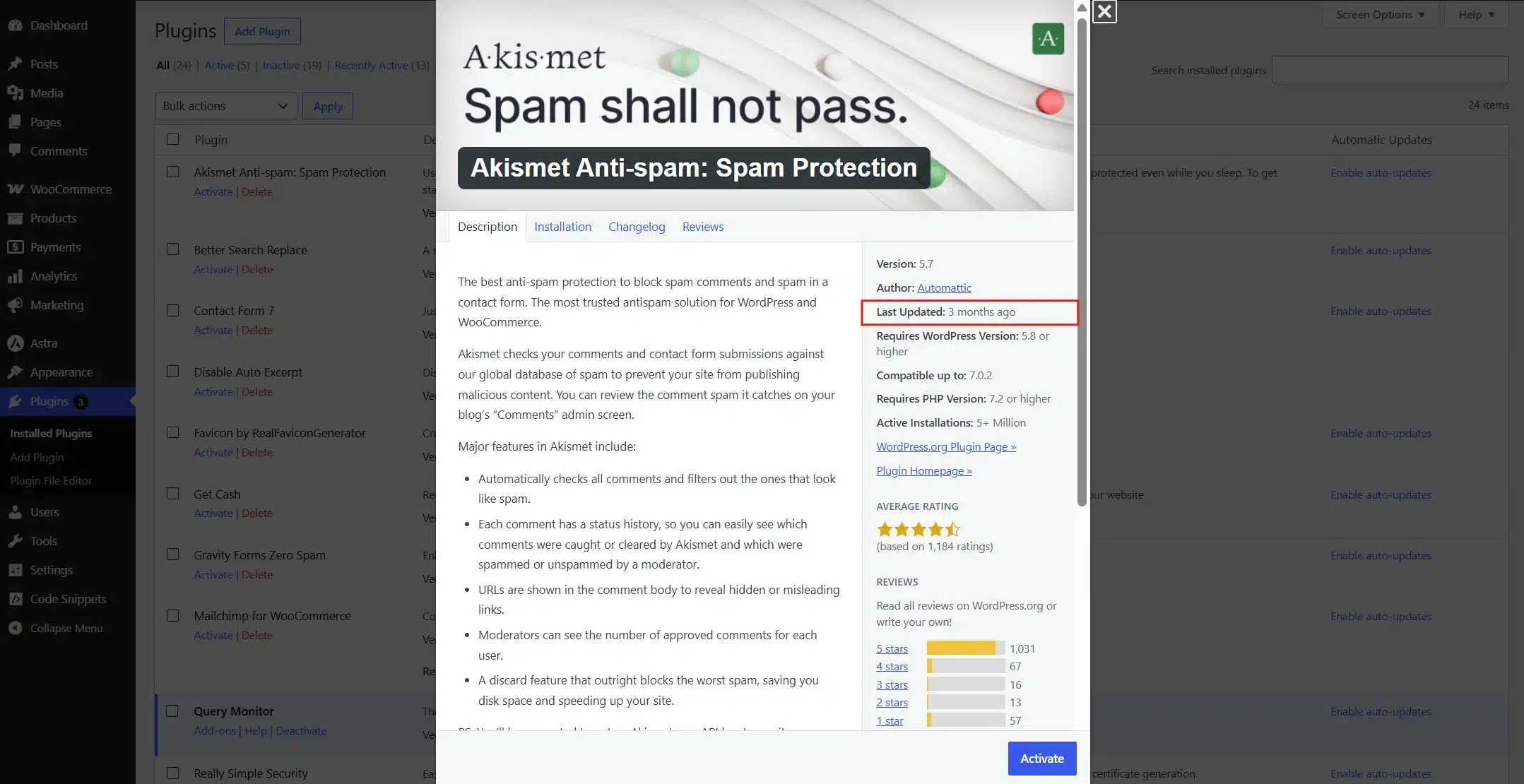 Go to Plugins in your WordPress dashboard and audit every installed plugin. For each one, check the "last updated" date. Anything untouched for over a year gets flagged for replacement.