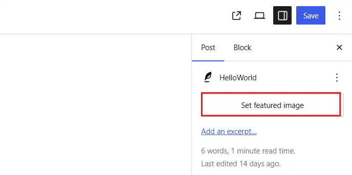 Click Set Featured Image. A media library window opens. Upload a new image or pick one you already have on file.