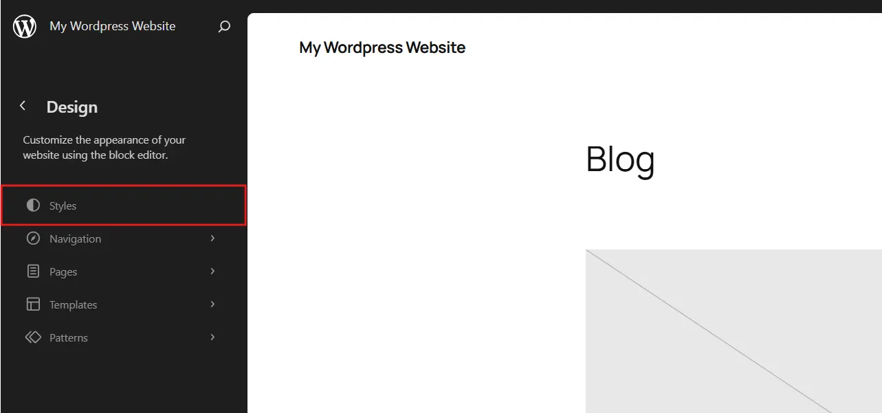 Then, select the Styles Tab.
