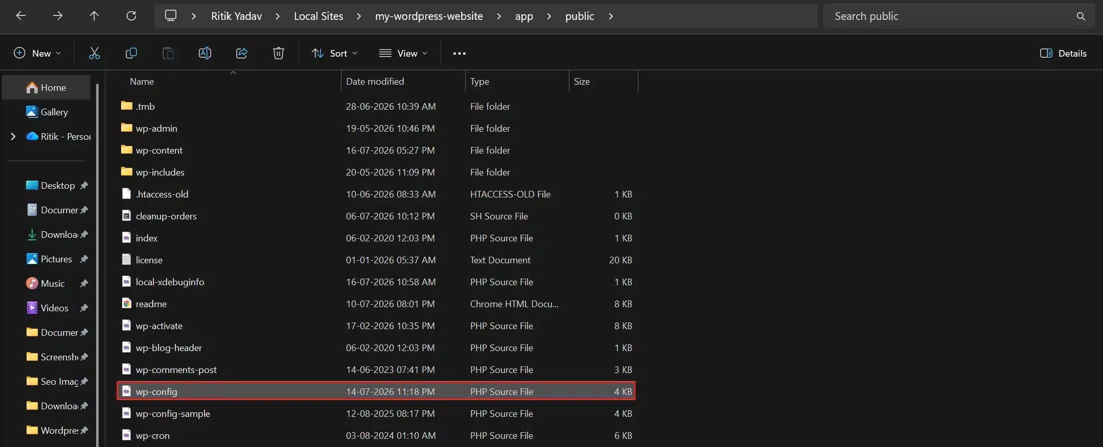 Open your site's root folder and find /wp-config.php. Right-click and choose Edit, or download it to your computer first.