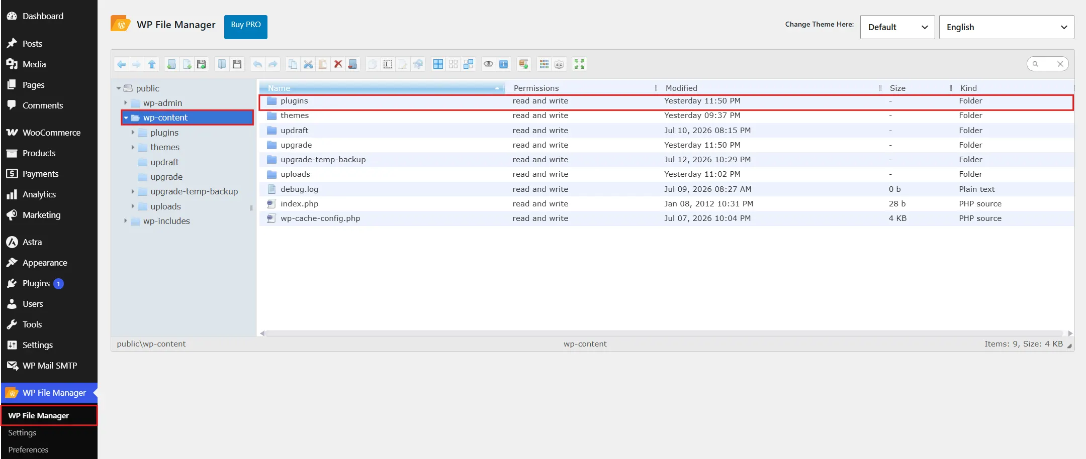 Navigate to the wp-content/plugins/ folder.