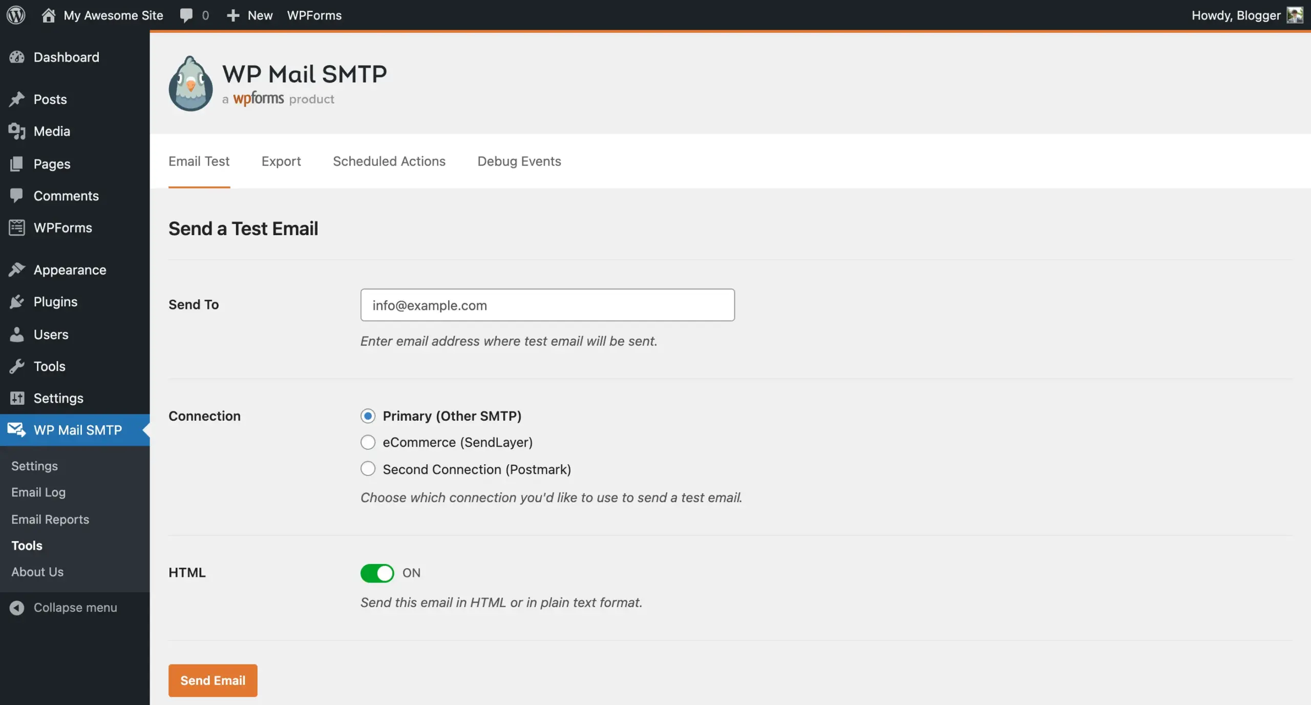 Run the plugin's built-in test email from WP Mail SMTP > Tools > Email Test.