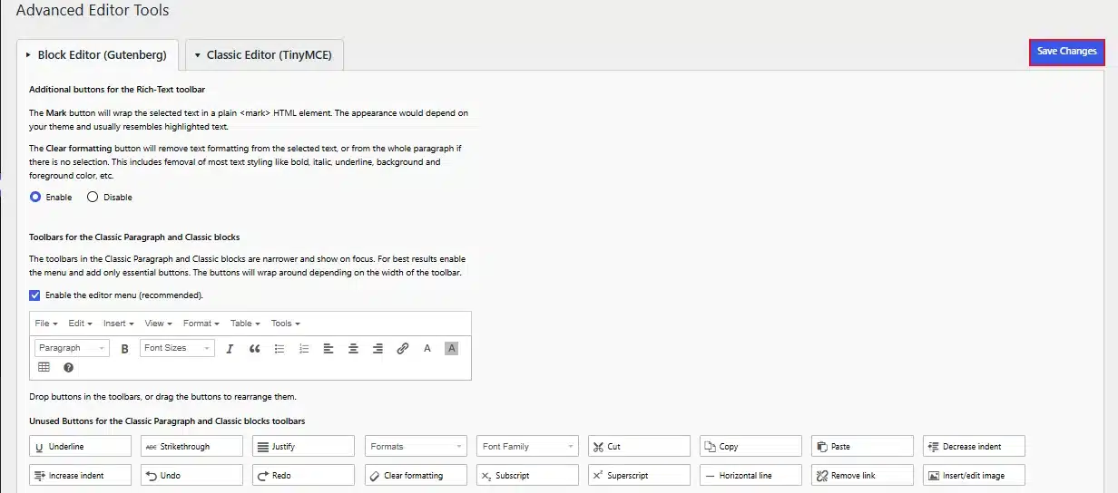 Click Save Changes at the bottom of the page.