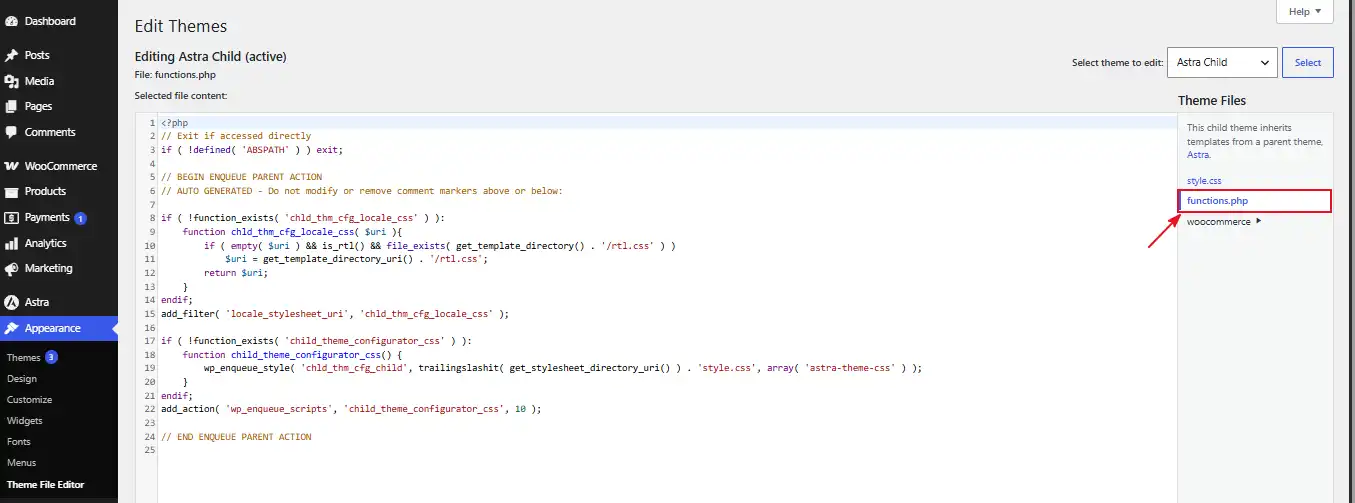 Then Go to functions.php in your child theme.