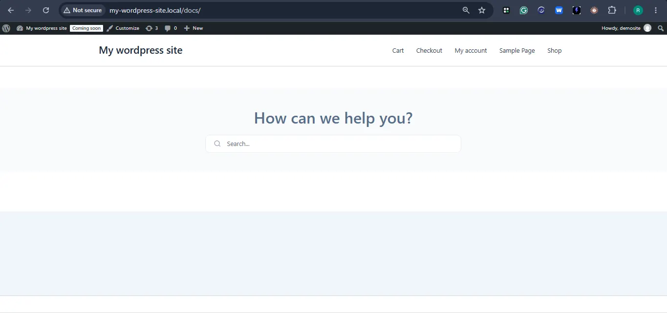 Go to the default page. Most plugins automatically create one, like yourdomain.com/Docs to check if Knowledge Base is running properly.