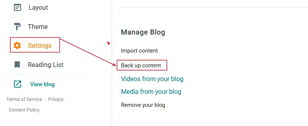 Export Your Blogger Content