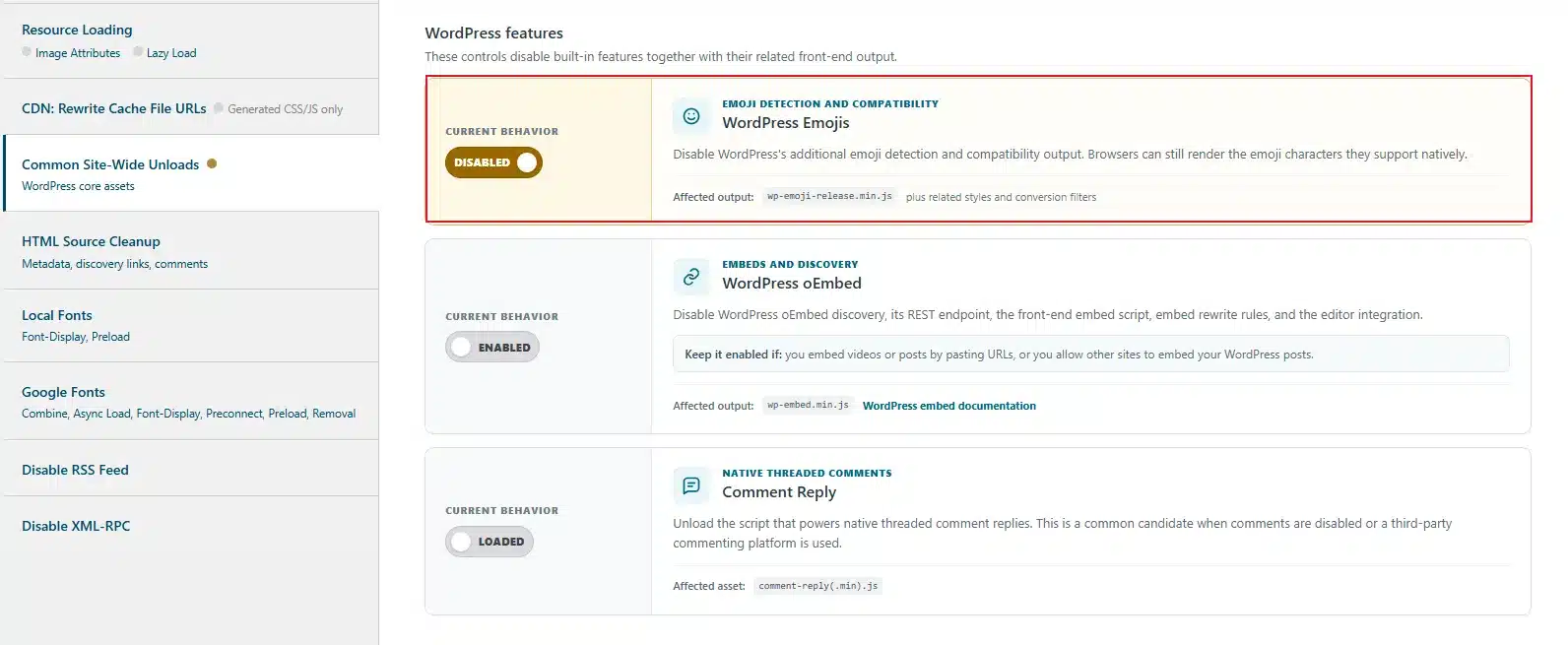 Disable the emoji script wp-emoji-release.min.js. It loads on every page even if you never use an emoji shortcode.