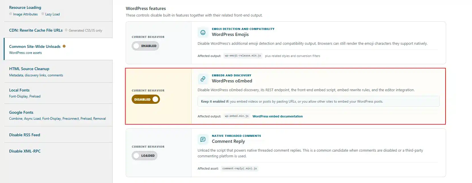 Disable the embed script. It's only needed if you actually embed WordPress posts from other sites into your own content.