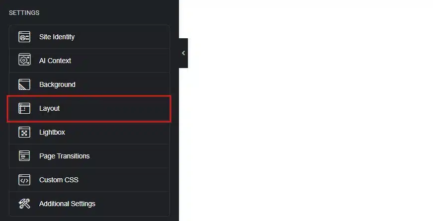 From Settings Section, select the Layout tab.