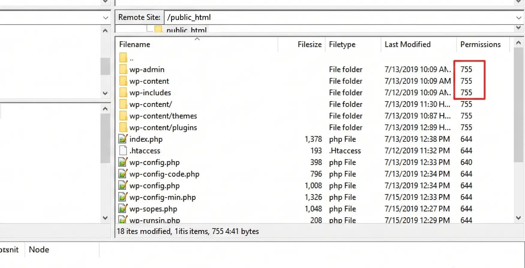 Confirm that folders are set to permission level 755.