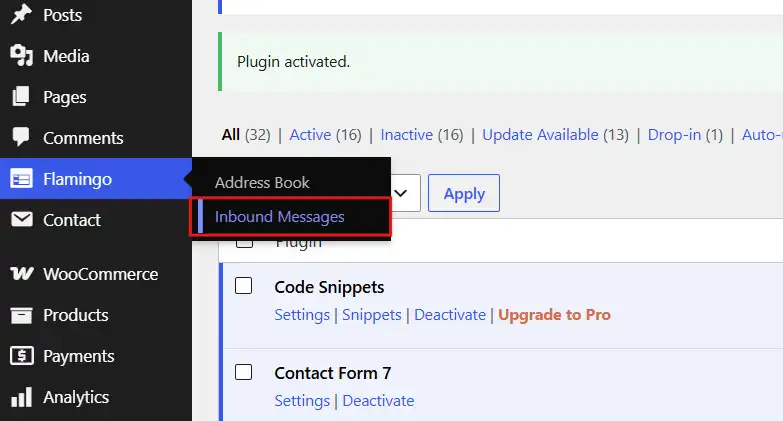 Go to Flamingo → Inbound messages in the left sidebar.