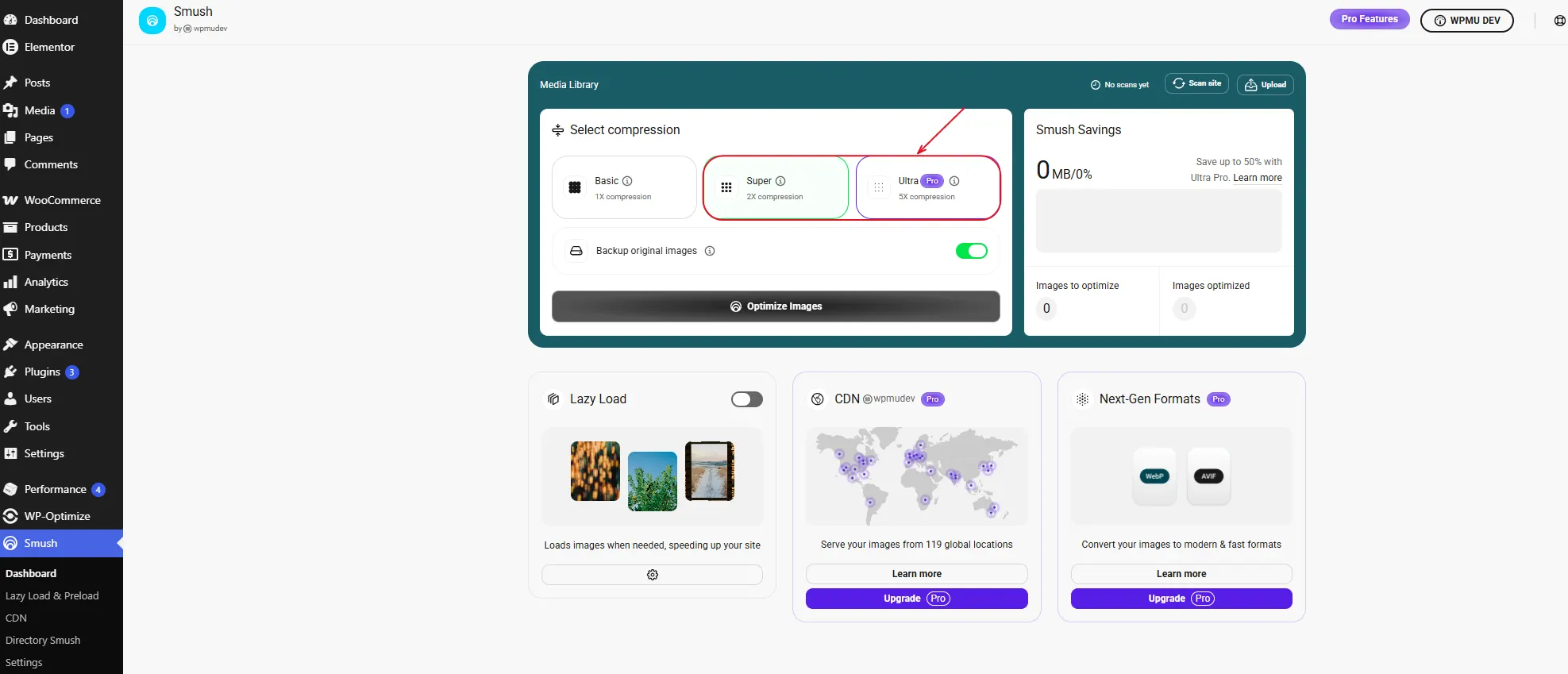 Run the Bulk Smush tool to compress every image already sitting in your media library.