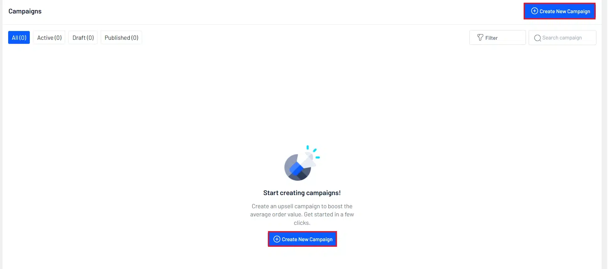 Inside the Campaigns tab, click Create New Campaign.