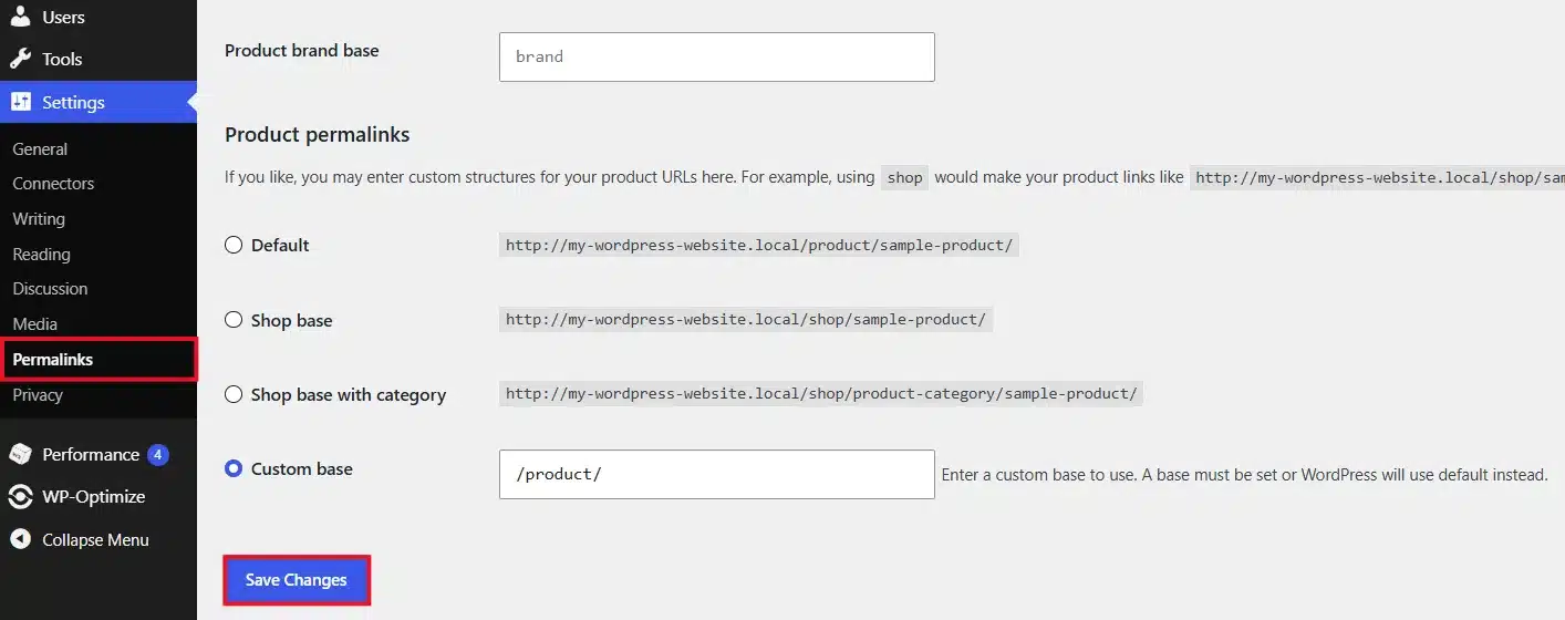 Update the permalink if needed by going to Settings → Permalinks and clicking Save Changes to apply any URL updates. Our guide on setting up permalinks in WordPress walks through this in more detail.
