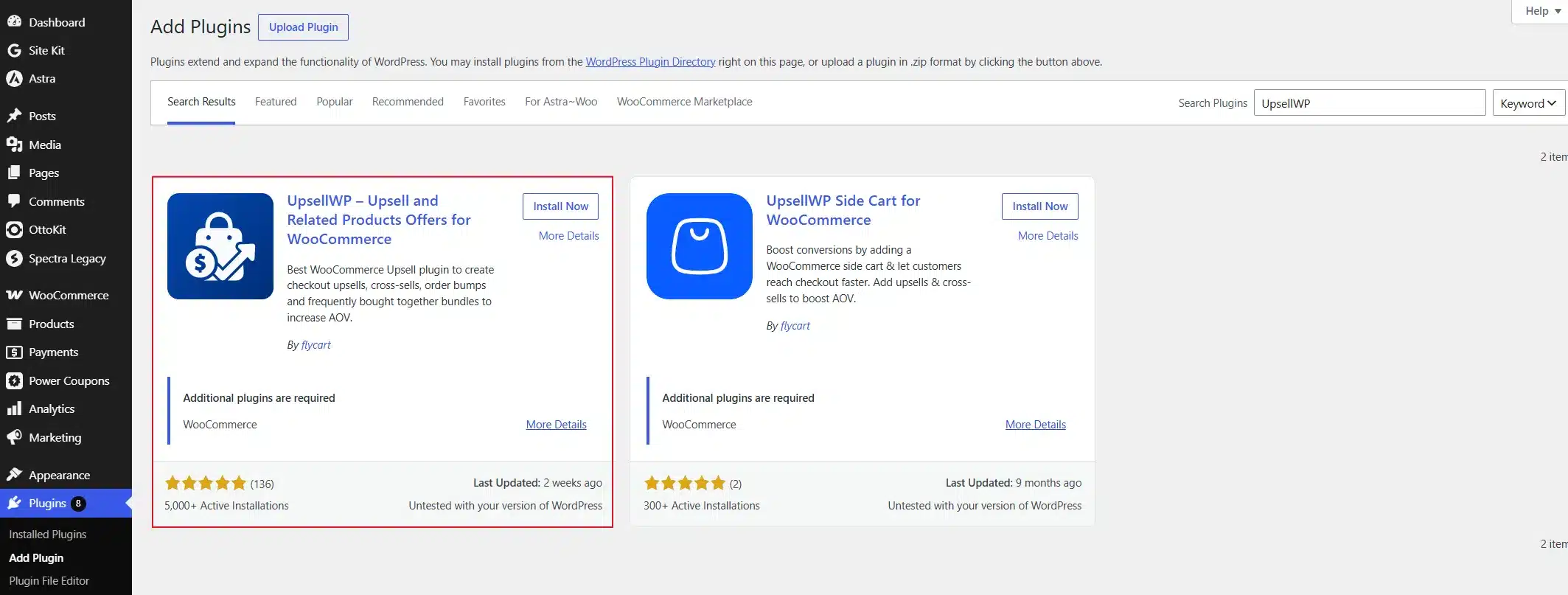 Install and activate the UpsellWP plugin from the WordPress directory.