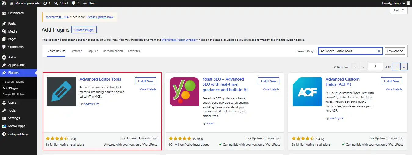 Install and activate&nbsp;the Advanced Editor Tools Plugin from the WordPress plugin Directory.