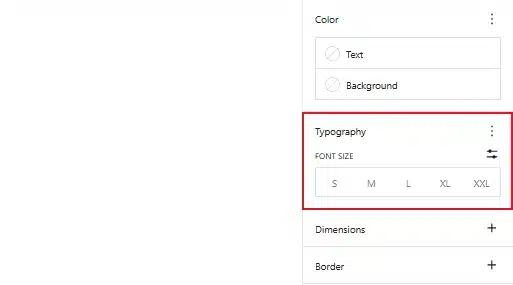 Scroll to the Typography section inside the block settings panel.