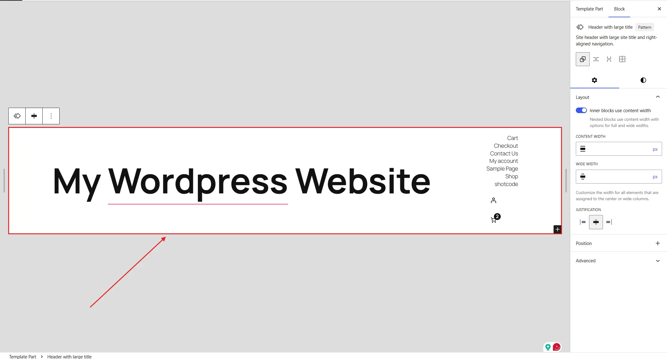 Click on your current logo or site title inside the header preview.