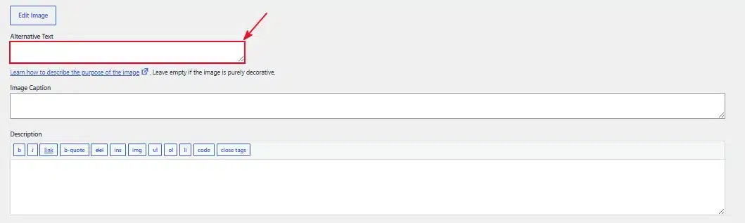 Type a full, descriptive sentence into the Alt Text field.