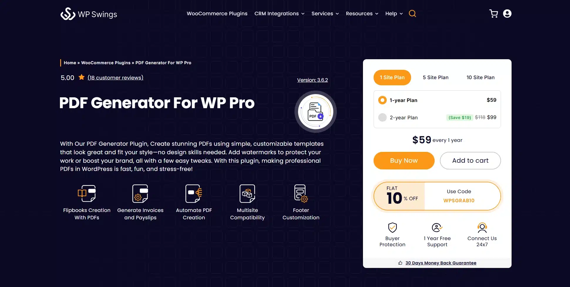PDF Generator for WP Pro by WP Swings: Best for Bulk and Flipbooks