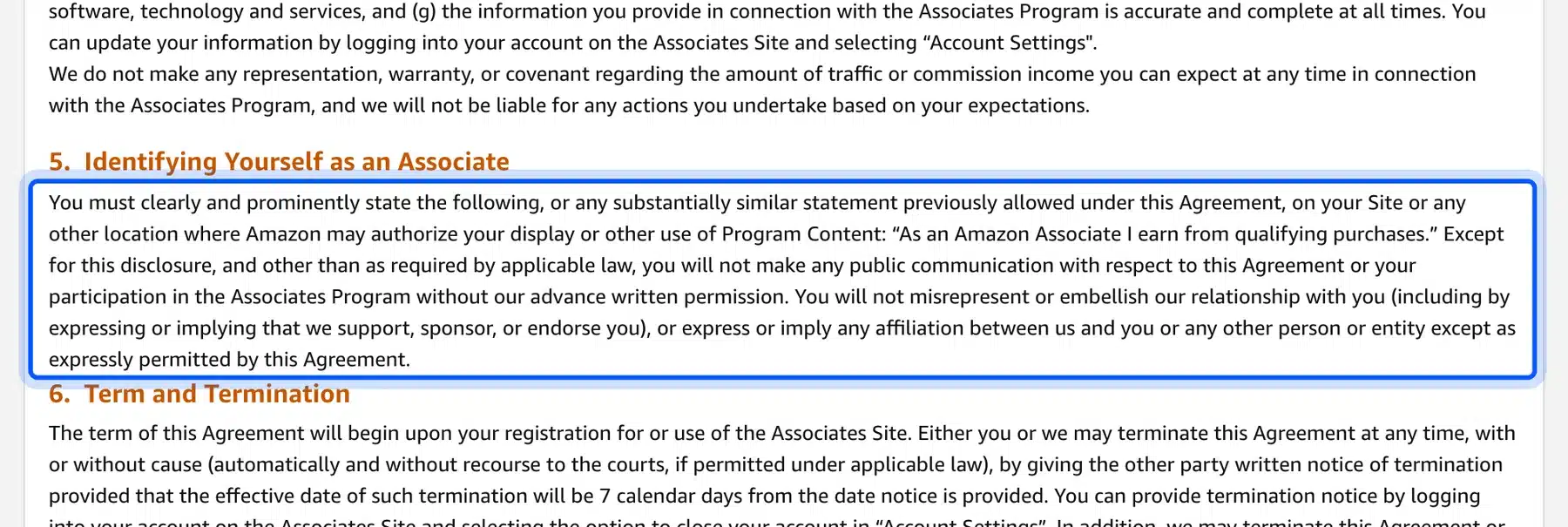 Amazon Associates disclosure statement wording