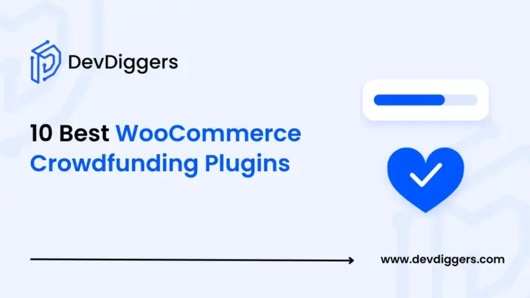 Flat heart and funding bar icon beside the title 10 Best WooCommerce Crowdfunding Plugins