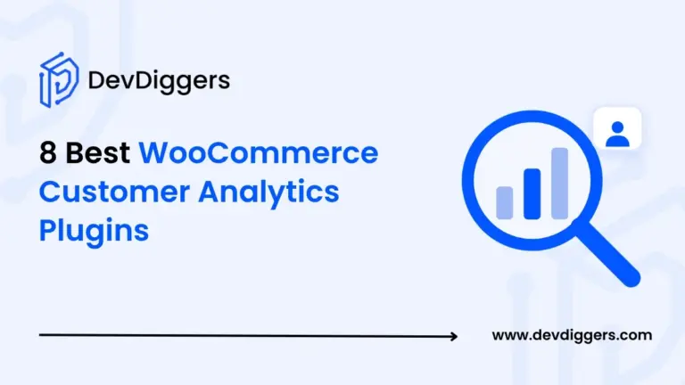 Flat magnifier over bar chart icon beside the title 8 Best WooCommerce Customer Analytics Plugins