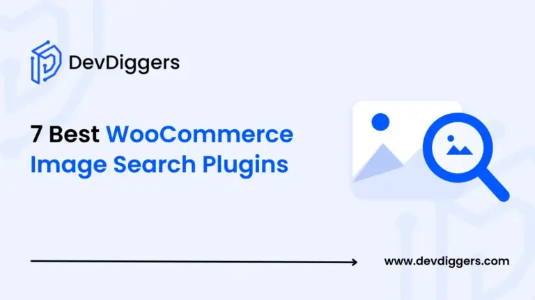 Flat photo with magnifier icon beside the title 7 Best WooCommerce Image Search Plugins