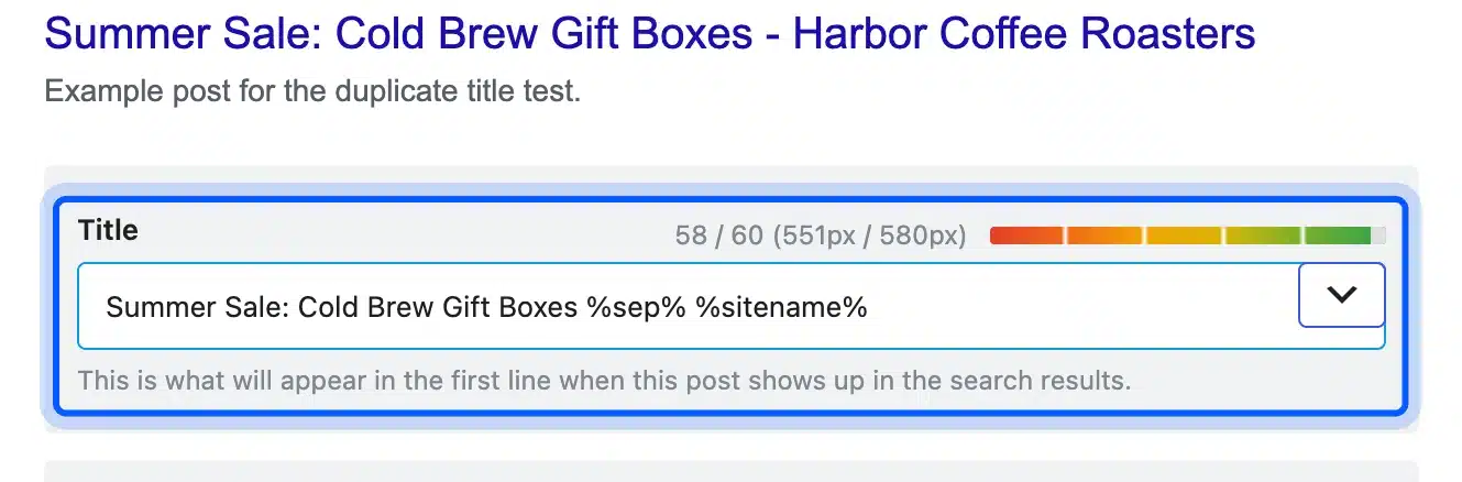Rank Math Title field with a unique post title