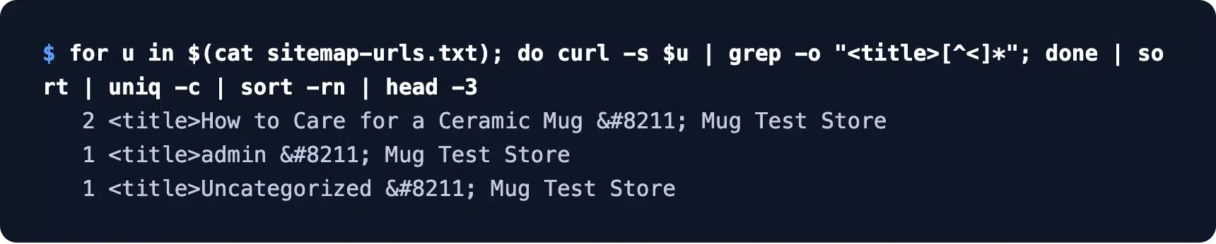 Duplicate title tags found in a website audit