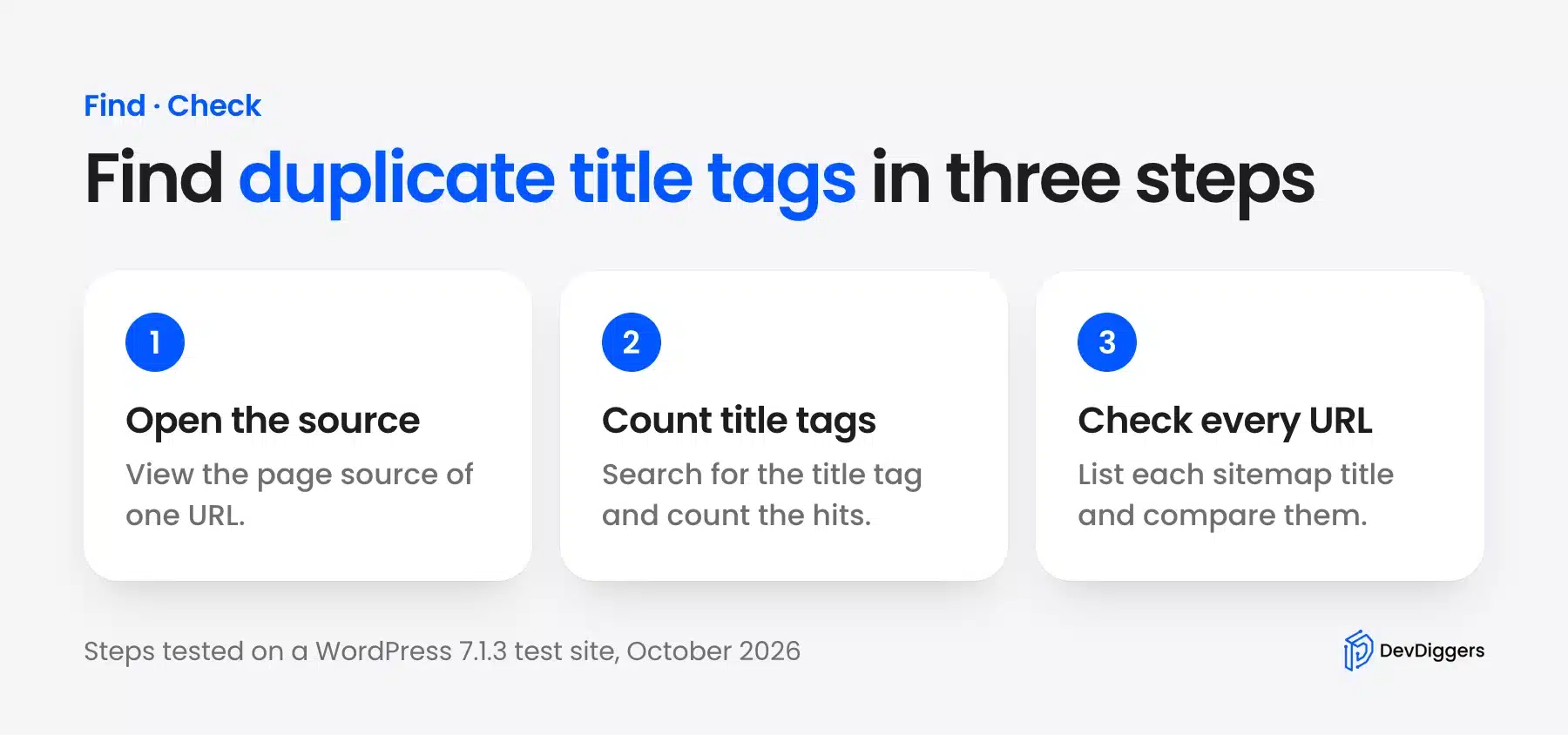 Three steps to find duplicate title tags