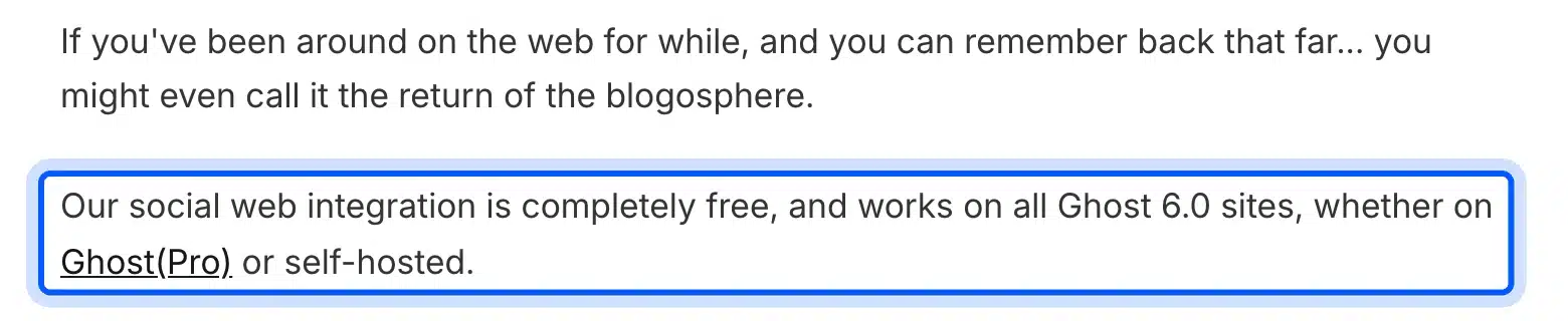 Ghost 6.0 social web integration in the changelog
