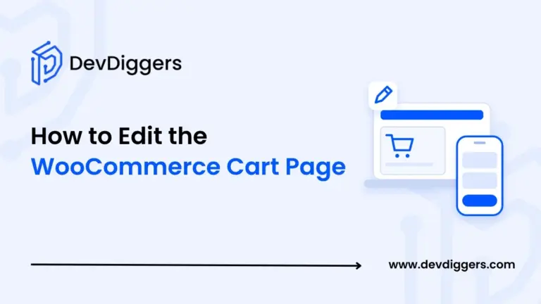 Flat laptop and phone showing a cart page beside the title How to Edit the WooCommerce Cart Page